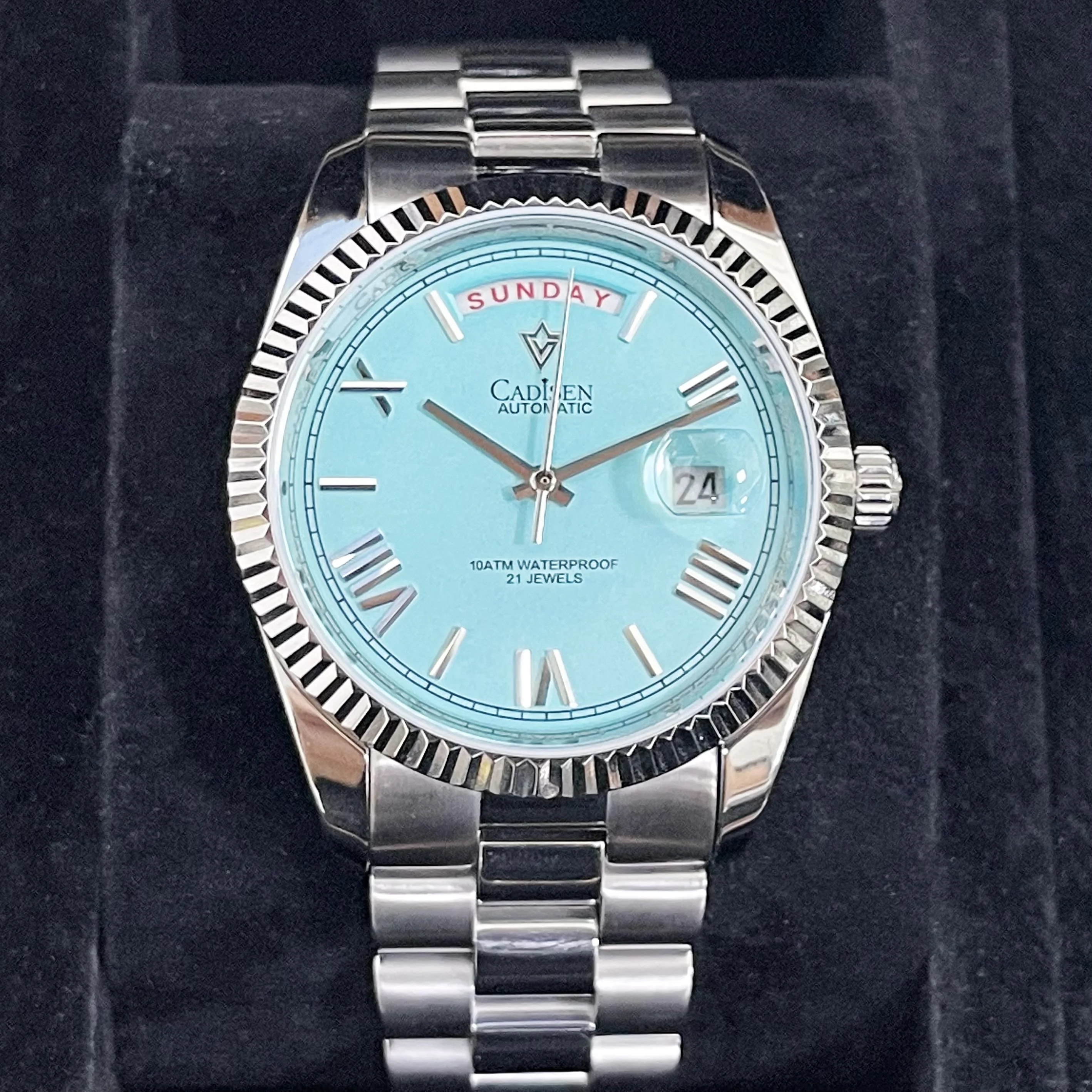 

Watches Men New Blue Dial Sapphire Glass Japan MIYOTA 8285 Movt Men's Watch Mechanical Automatic 10ATM Diver Watch Clock