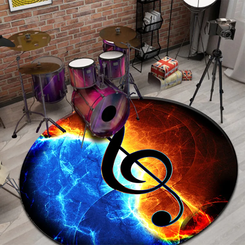 Music Circle Carpet Vinyl Record Printing Carpets For Living Room Bedroom Area Rugs Soft Parlour Coffee Table Circular Floor Mat