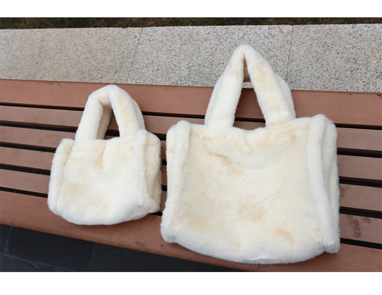 Soft Plush Women's Shoulder Bag Winter Fashion Ladies Faux Fur Large Purse Handbags Luxury Furry Female Casual Tote Bags