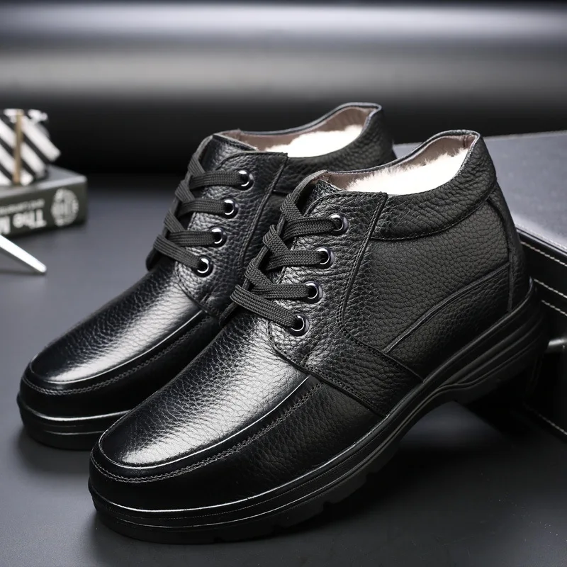 

Winter Men Genuine leather Boots High quality Thick wool male super warm snow boots Oxfords men Non-slip cotton Shoes boot dfv4