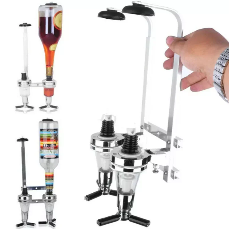 

2-Bottle Aluminum Alloy Bottle Stand Wall Mounted Dispenser Drinks Wine Spirits Bar Optics Party Alcohol Dispenser Kitchen Tools