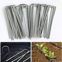 6 inch landscaping staple garden stakes galvanized u shaped fence stake heavy duty sod pins securing pegs for weed barrier fabri