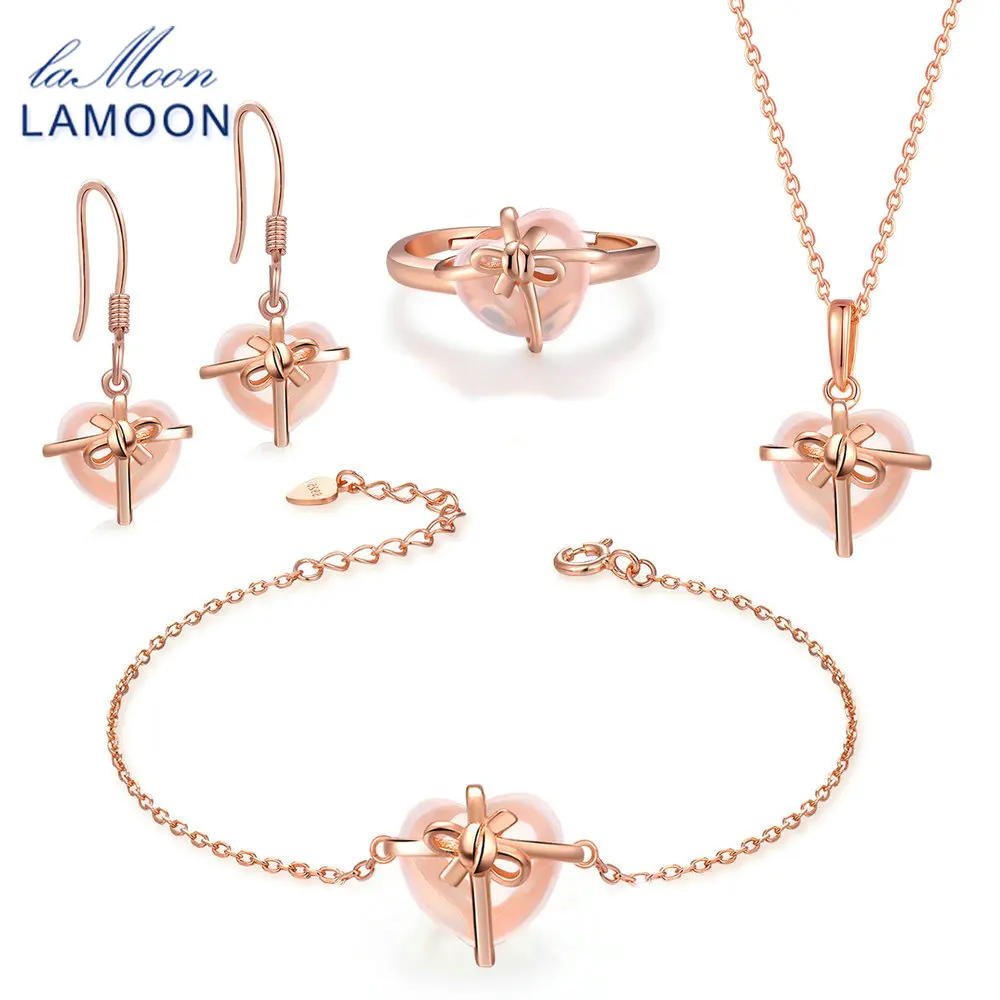 

Комплект из серебра 925 пробы, с розовым кварцем и драгоценным камнем