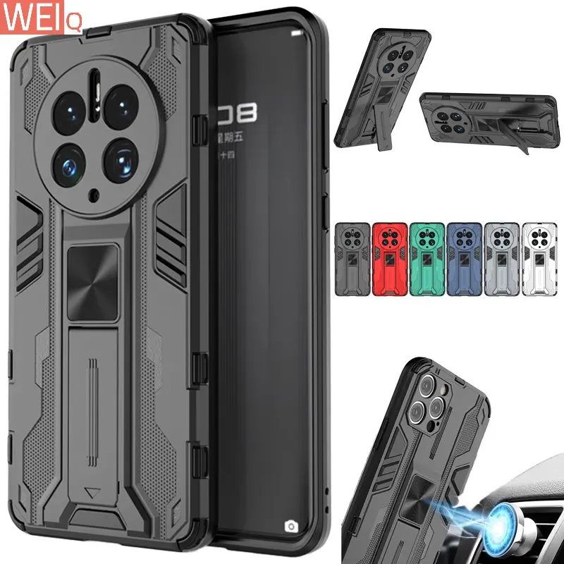 

For Huawei Mate 50 Pro Case Shockproof Bumper Armor Phone Case For Mate 50 Mate50Pro Car Magnetic Ring Stand Holder Back Cover