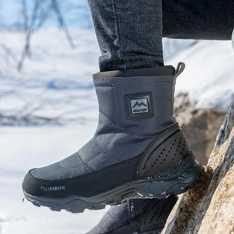 

Men's Winter Boots 2022 New Men Snow Boots Warm Thicken Fur Waterproof Non-slip Winter Shoes For Man