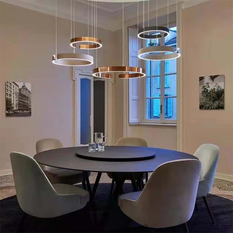 

Modern Ring Chandelier for Living Room Round Luxury Home Decor Light Fixture Bedroom Dinning Studio Room Hang Lamp Led Lustre