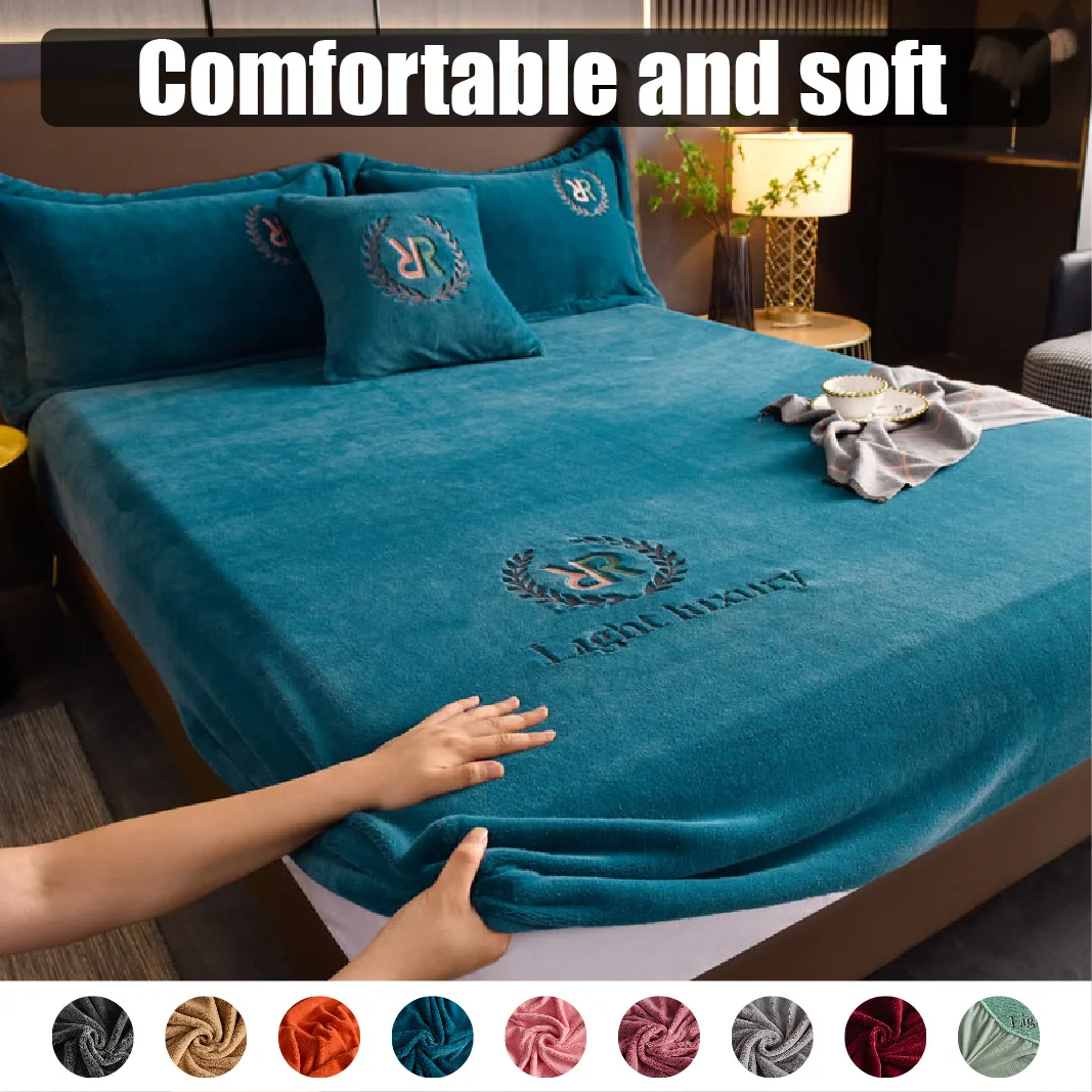 

LYLYNA, эластичное бархатное покрывало для кровати, набор простыней, плотный чехол для матраса, мягкий однотонный протектор для двуспальной кровати 120/150/160x200