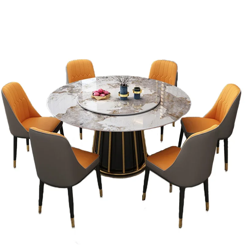 Фото # Nordic Esstisch Basis Marmorplatte Möbel Sinter stein Edelstahl для Wohnzimmer Hotel №3