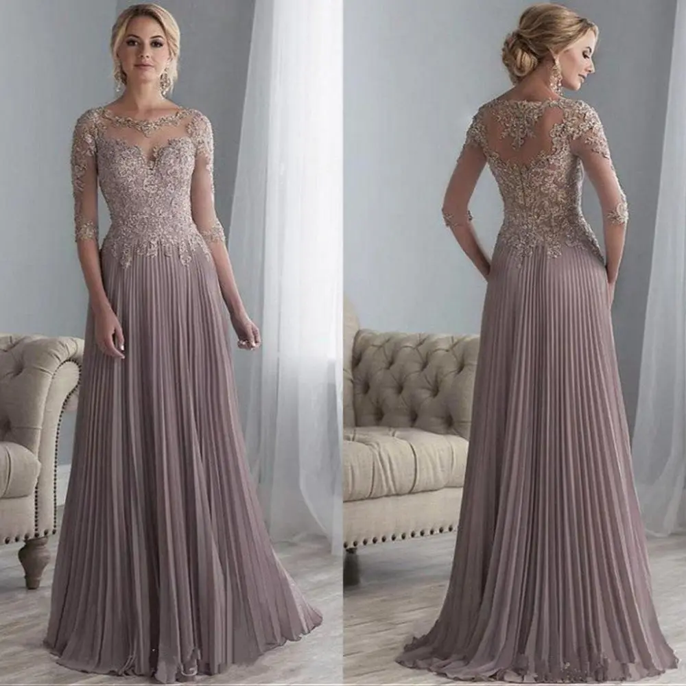 

Lace Appliques Mother of the Bride Dresses Vestido de Festa Purple Mother Wedding Party Dress Long Chiffon Vestido De Novia 2022