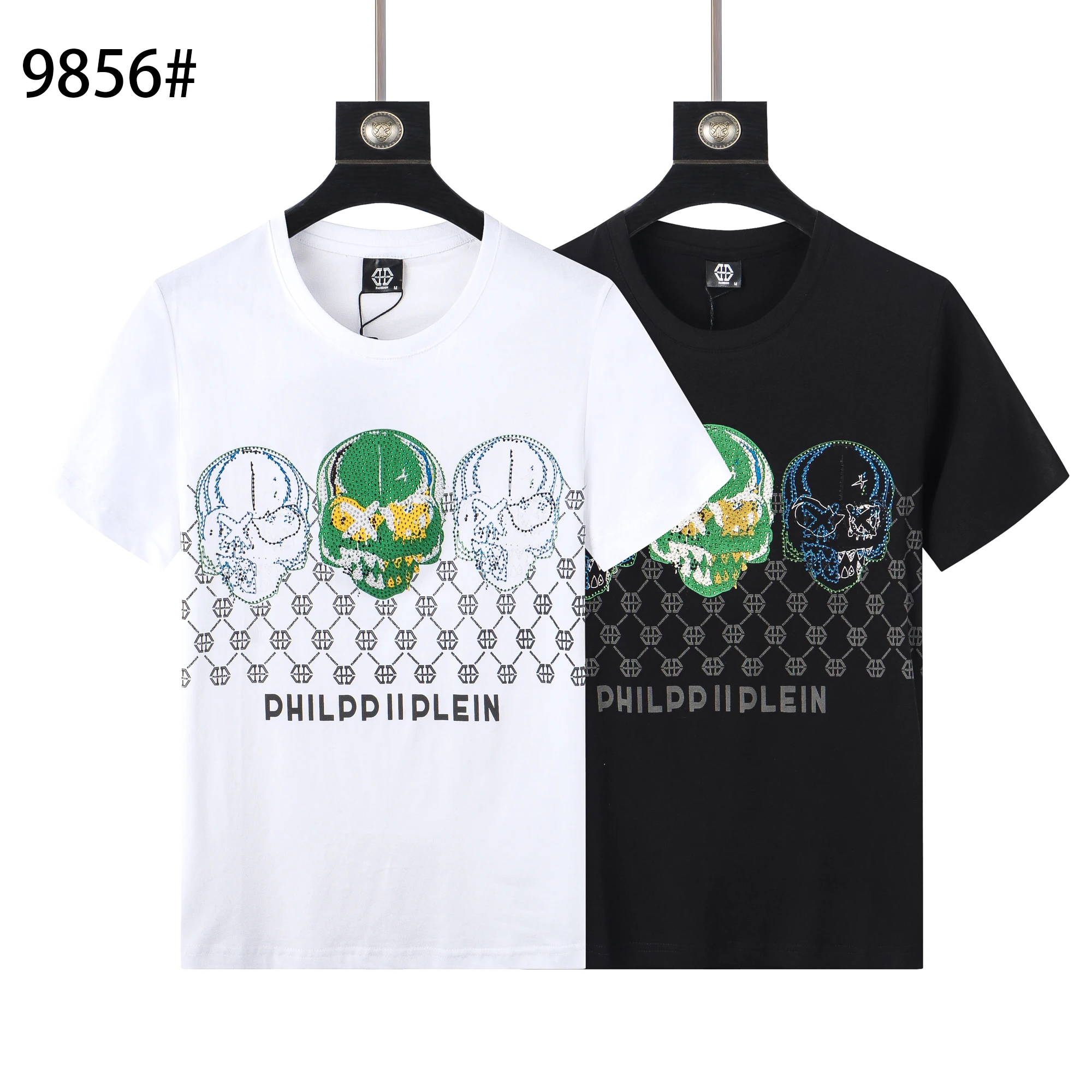 

Short Sleeve T-shirt Men's Rhinestone 2022 Summer New Leisure Korean Handsome High-Quality Cotton Slim Male Top