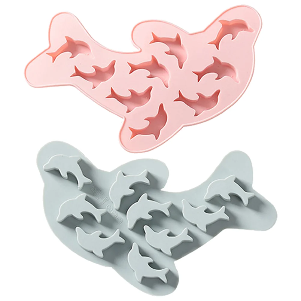 

2pcs Ice Mold Silicone Dolphin Shape Ice Cube Mold Chocolate Mould Kitchen Gadget for Home (Random Color)