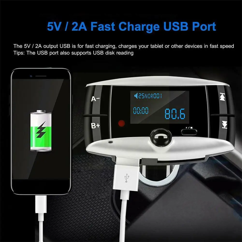 

Fm-трансмиттер автомобильный с поддержкой Bluetooth 5,0 и Usb-приемником