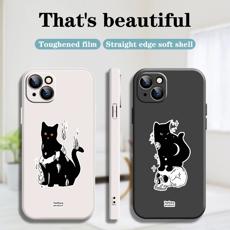

Black Cat Phone Case For iPhone 6s 13 11 6 6s 12 Max Pro Mini X Xr Xs SE 2020 8 8p Plus 7 7P Wrf5 PVC Painted 2021 Capa Vintage