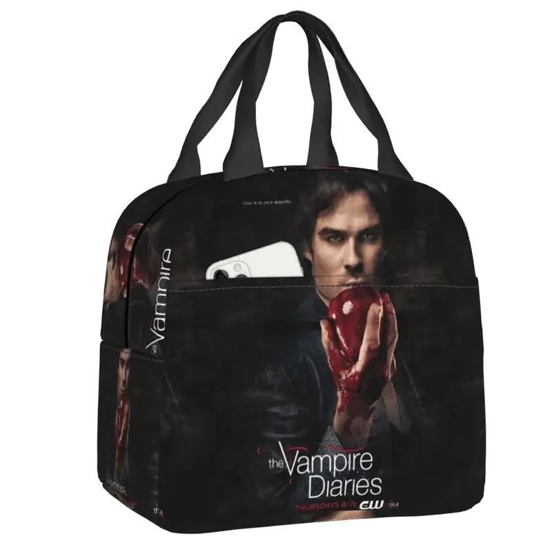 

Women Leakproof Fantasy Cooler Thermal Lunch Box Kids School Children The Vampire Diaries Damon Salvatore Insulated Lunch Bag