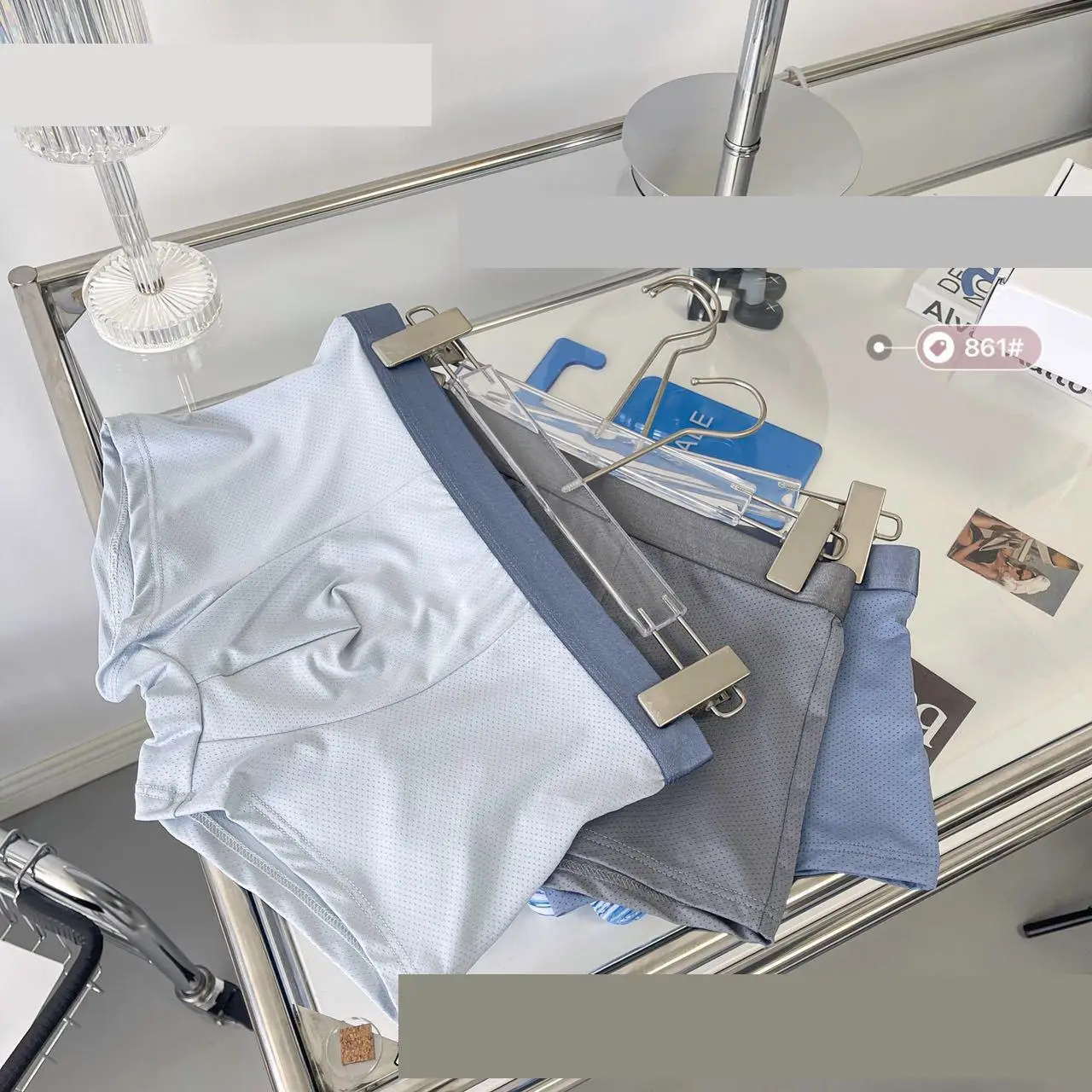 Two pack summer men's ice mesh hole panties Breathable comfortable boxer pants antibacterial crotch thin and quick drying