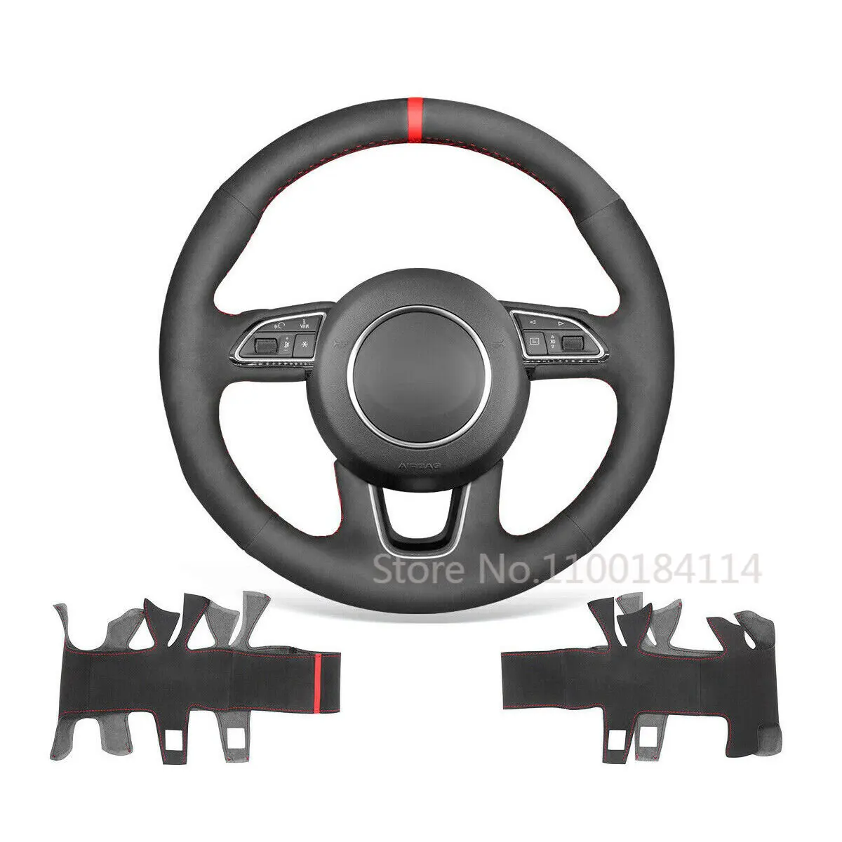 

DIY Black Suede Leather Car Steering Wheel Cover For Audi Q3 2015-2018 / Q5 2013