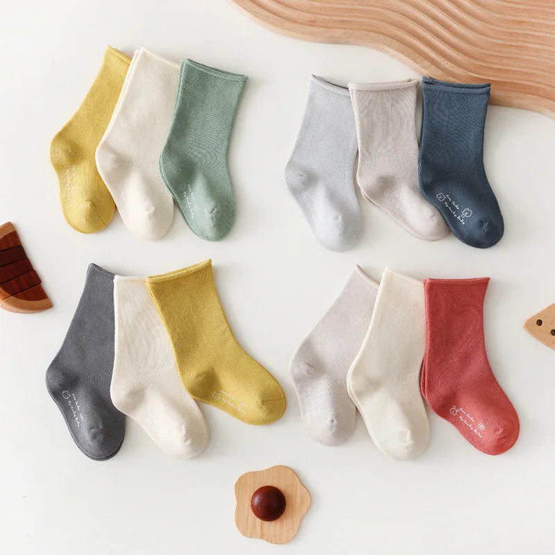

3 Pairs/Lot Baby Kids Socks Spring Autumn Cotton Socks Warm Toddler Boy Girl Non-Slip Floor Socks Children Clothing Accessories