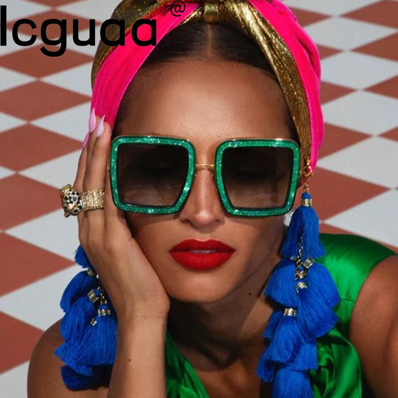 2022 большие квадратные охлаждающие черные солнцезащитные очки женские Сияющие