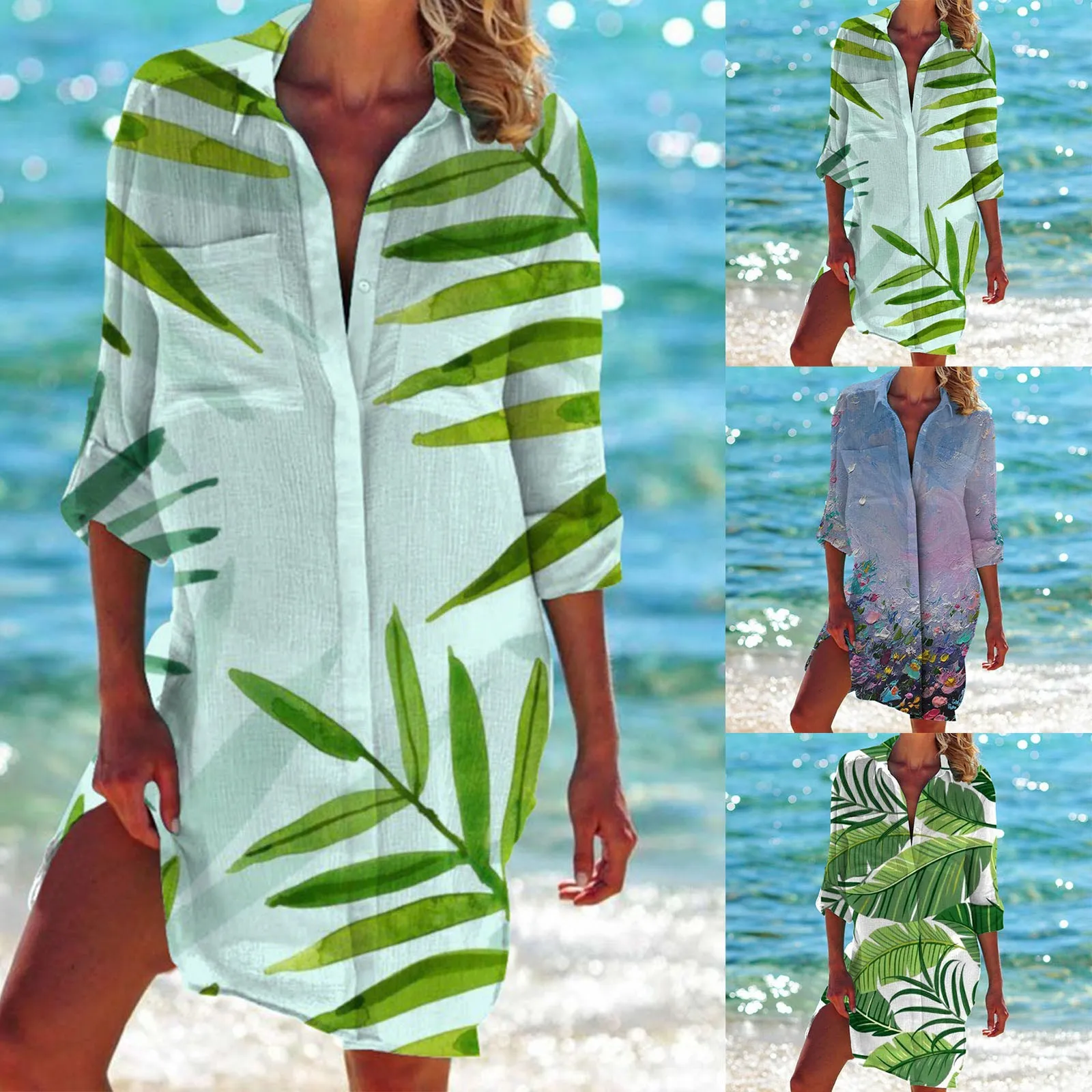 

Женские повседневные рубашки Tang с цветочным принтом, свободные длинные рубашки с манжетами и пуговицами, тренировочные рубашки для женщин