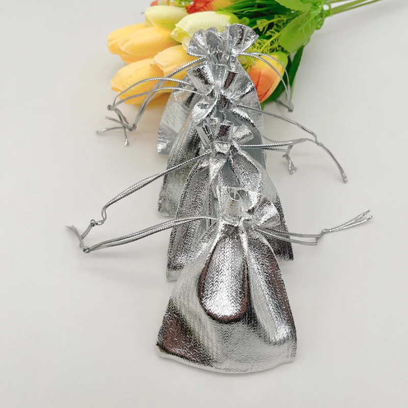 100 шт. серебряные сумки для хранения подарочная упаковка свадебный саше тканевая