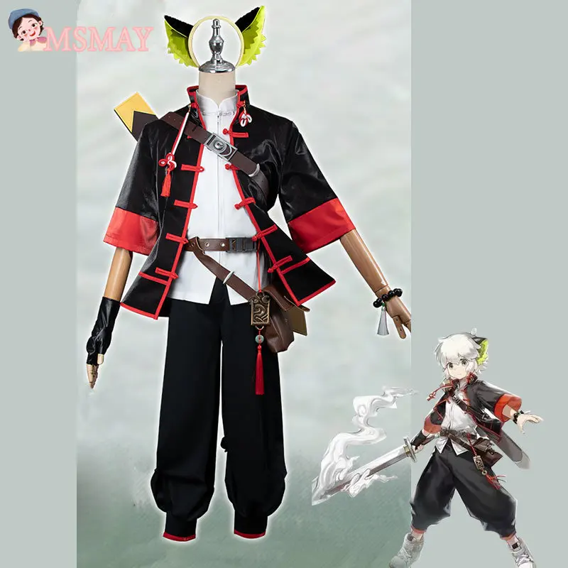 

MsMay Game Arknights Luo Xiaohei Cosplay Costume Christmas New Year Carnival Party Sets Accessories Props Men Women