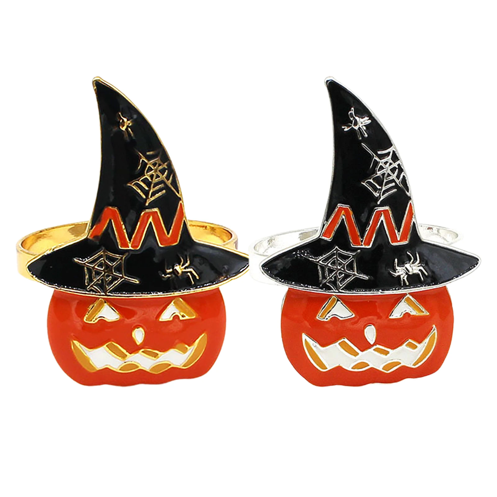 

6PC Pumpkin Napkins Rings Halloween Napkin Rings Metal Witch Hat Halloween Napkin Rings Holder for Halloween Thanksgiving