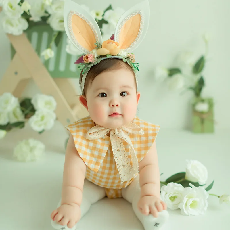 ❤️CYMMHCM Baby Girls Photography Clothing Headband+Jumpsuit+Socks Studio Infant Photo Props Accessories Shoot Clothes Fotografia
