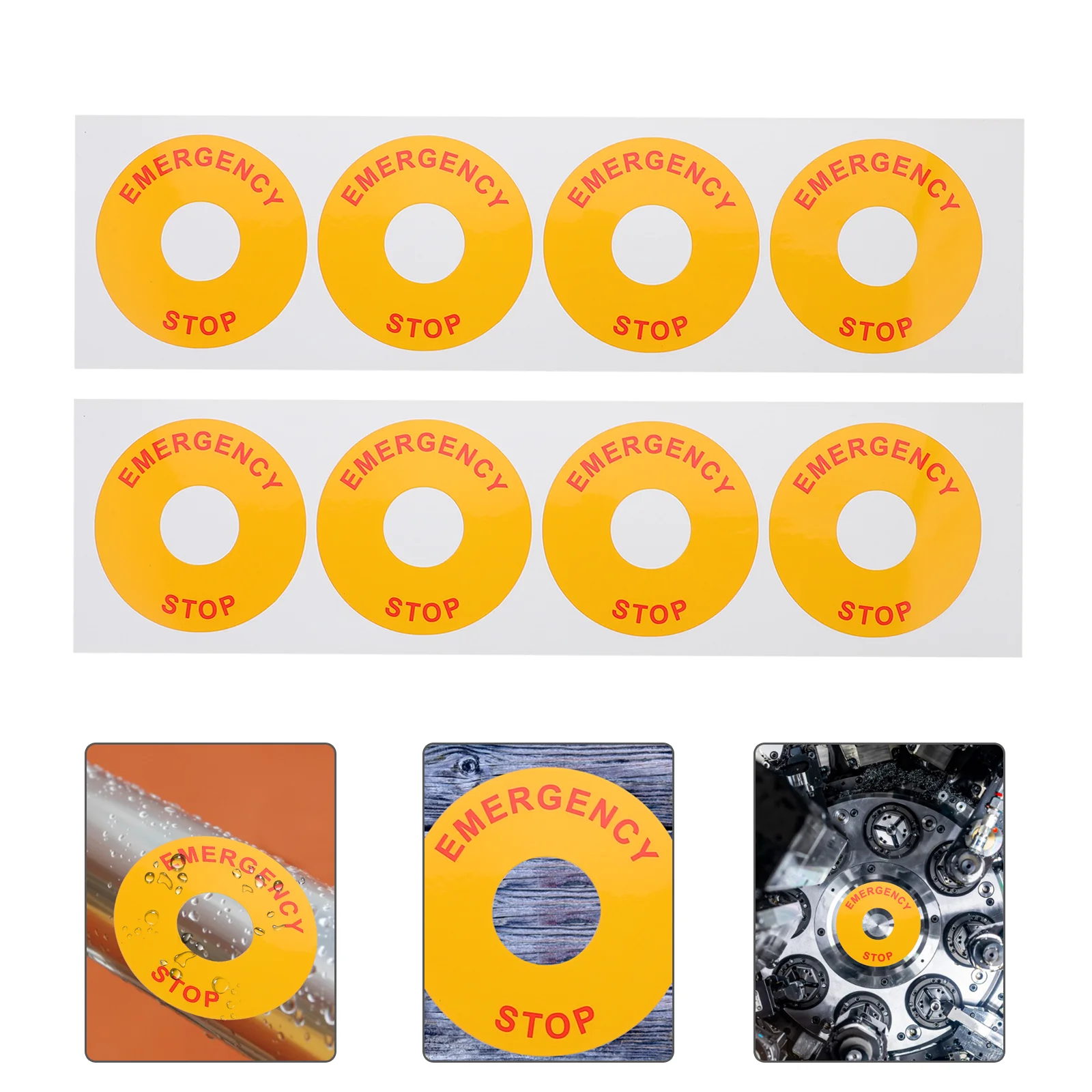 

8pcs Plastic Tags Emergency Stop Warning Decals for Safety