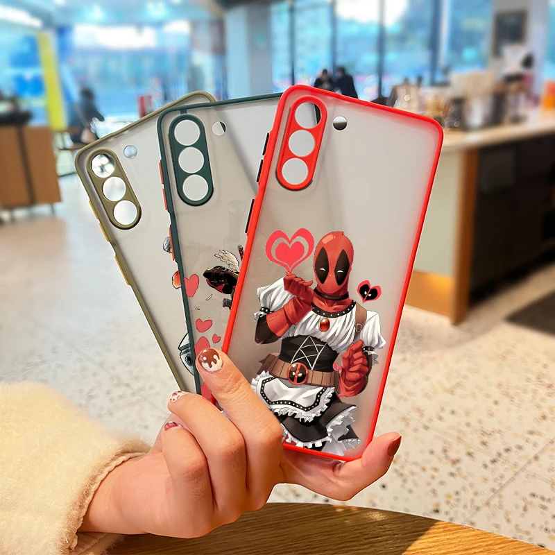 

Marvel Deadpool Avengers For Samsung Galaxy S21 S20 FE Ultra Plus S10 S9 S8 5G M31S 30 20 Frosted Translucent Phone Case