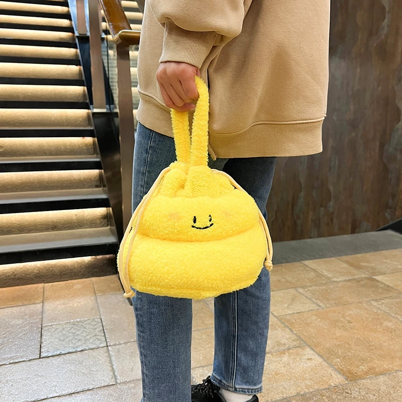 Cute cartoon fluffy drawstring bag kawaii portable Soft Coin Purse Storage Bag Organizer Casual Travel handbag For Girls
