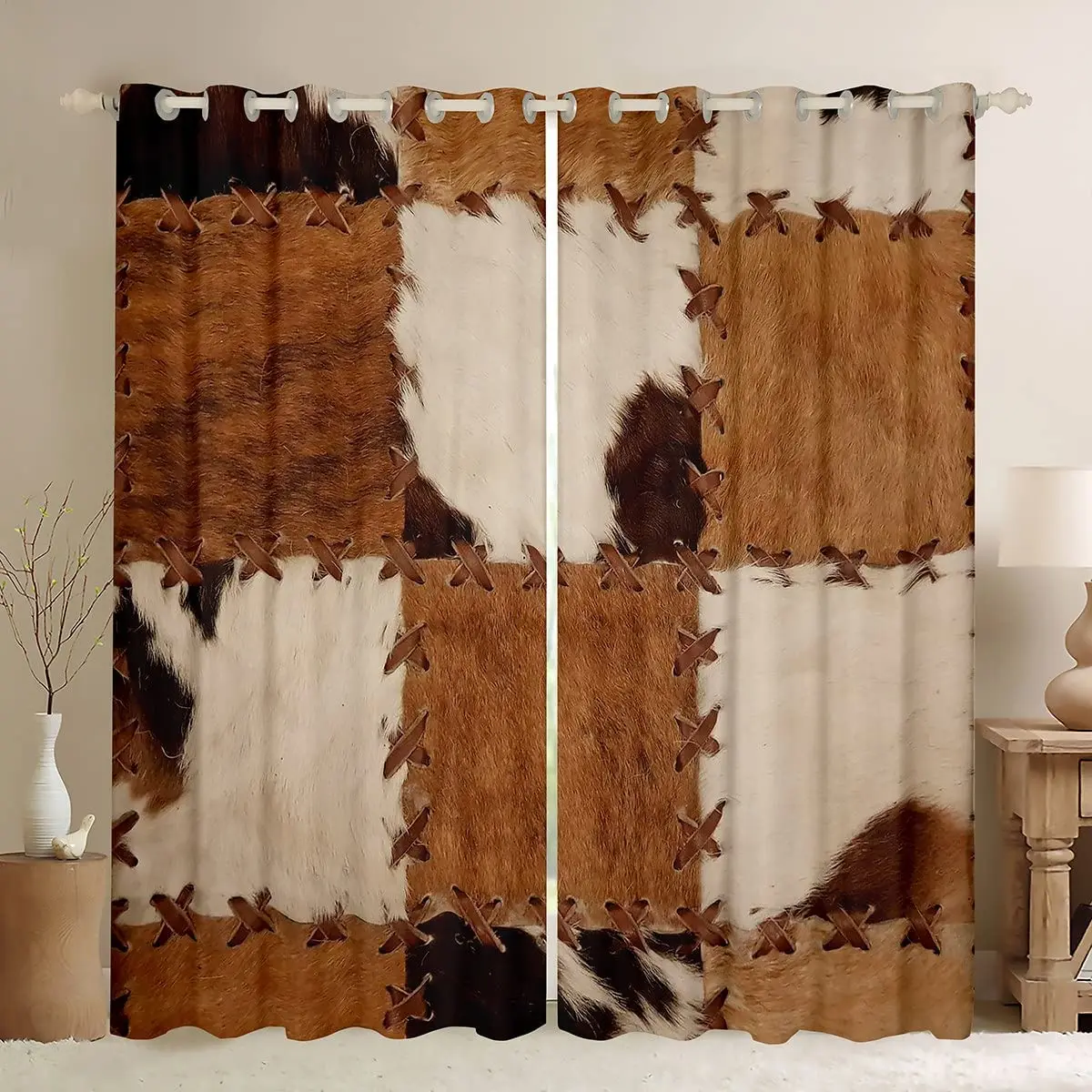 

Window Curtains Patchwork Cow Fur Print Curtains For Living Room Kitchen Bedroom Modern Window Treatments Drapes Blinds