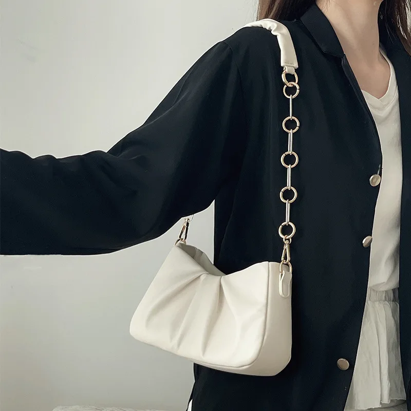 

Senior Texture Underarm Bag Female 2023 Summer New Fold Gentle Cloud Bag Niche Design Solid Color Shoulder Bag