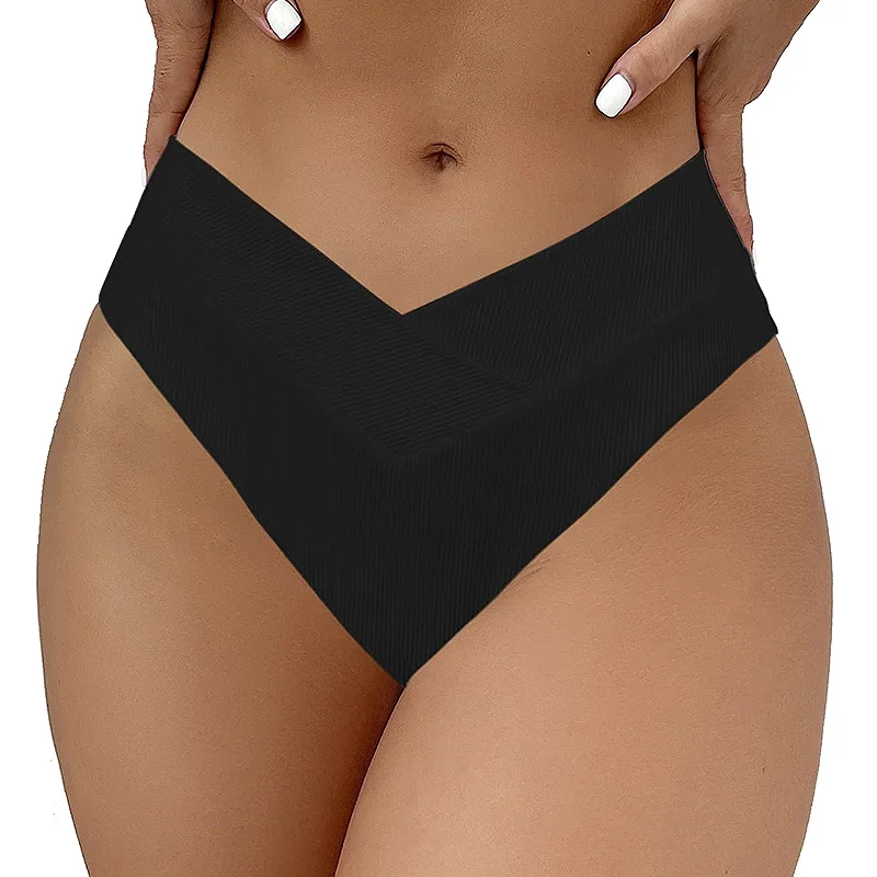 

Women Bikini Bottoms Solid Color High Waist Bathing Suit Pants Ribbed Swimming Trunks Thong Briefs Swimwear Beach Shorts