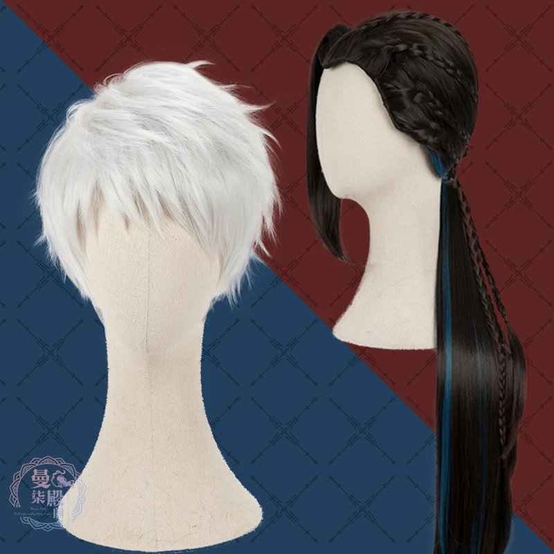 

Twisted Wonderland Cosplay Wig Jamil Black Long Kalim Silver Short Heat Resistant Synthetic Hair Halloween Role Play Carnival