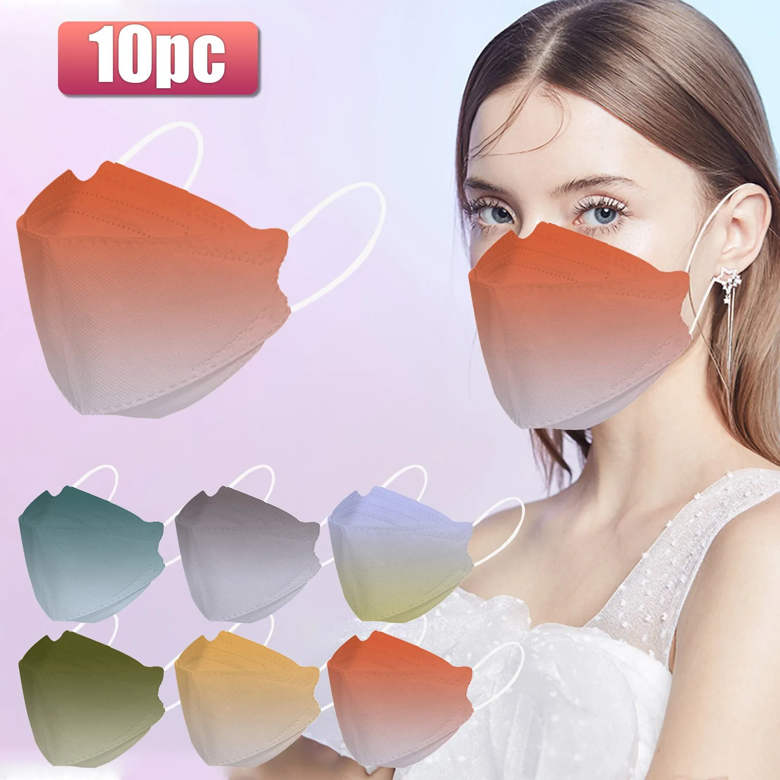 

10PCS Disposable Adults Gradient Colour Print Face Mask Outdoor Mouth Cover Mascarillas Desechable Mascherine Halloween Cosplay