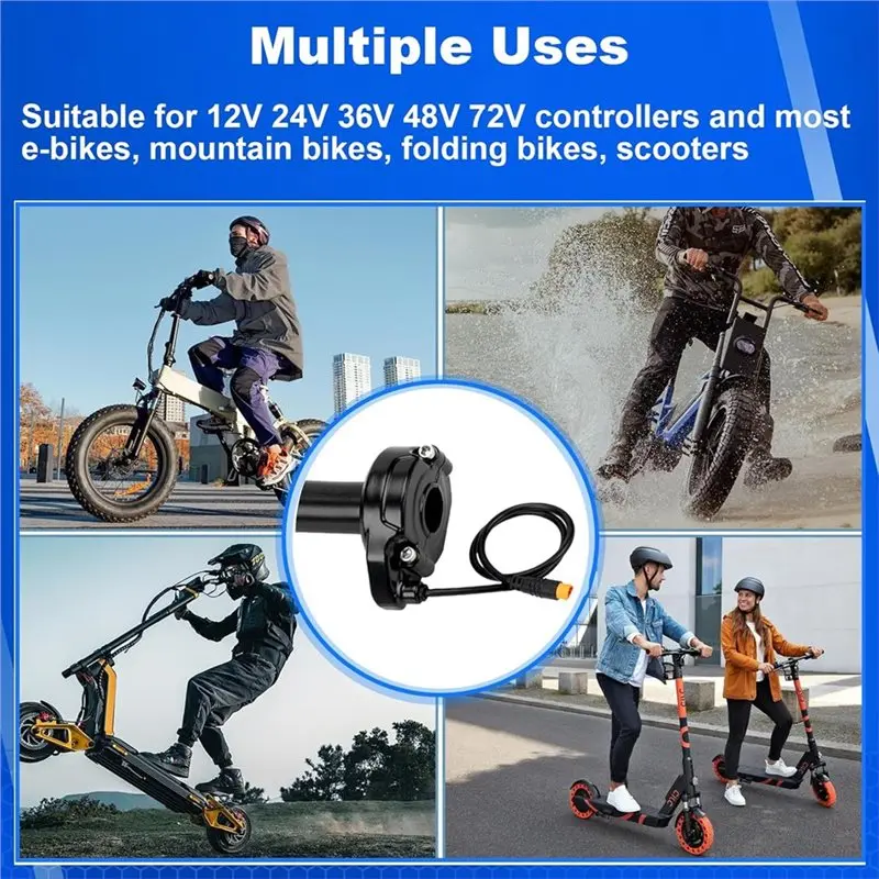 Фото Комплект ручки газа WF-For Happyrun Freego Heybike (полностью поворотная, 3-контактная) для электровелосипедов, 12В-72В, совместим с Macfox №2