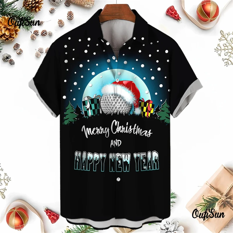 

Рубашка с принтом для рождественского фестиваля, мужские рубашки для гольфа, Рождественская одежда, семейный подарок, рубашки большого размера с коротким рукавом, модный красивый топ