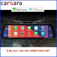 dashboard car dvr mirror video recorder wireless carplay androidauto hd rearview camera dash cam gps navigation night vision
