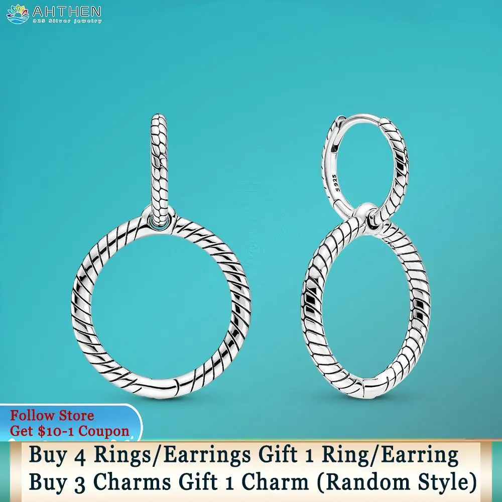 

Ahthen 925 Sterling Silver Stud Earrings Charm Double Hoop Earrings Women Earrings Cubic Zirconia Statement Stud Earrings
