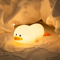 cute animal duck led night lamp nordic lovely cartoon night light silicone soft touch sensor baby kid home decor fixture