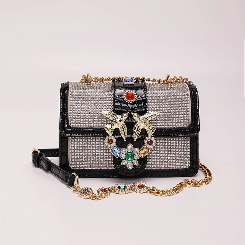 small square female crocodile handbags brand designer diamond shoulder bag for women 2022 chain luxury alligator crossbody bag free global shipping