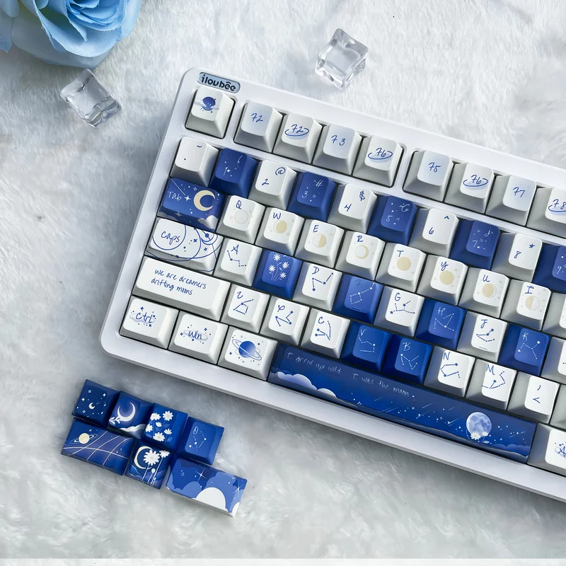 Фото Прозрачные колпачки для клавиш «Звездное небо» Cherry Moa Xda, круглые, Pbt, термосублимационные, синие, механические колпачки для клавиш премиум-класса, подарки №2