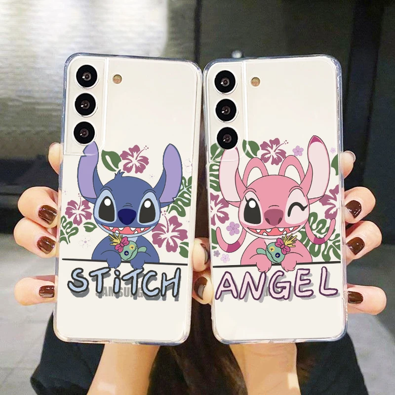 

Stitch Lilo Angel Cute For Samsung Galaxy S23 S22 S21 S20 Ultra Plus Pro S10 S9 S8 S7 4G 5G Transparent Soft Phone Case Fundas