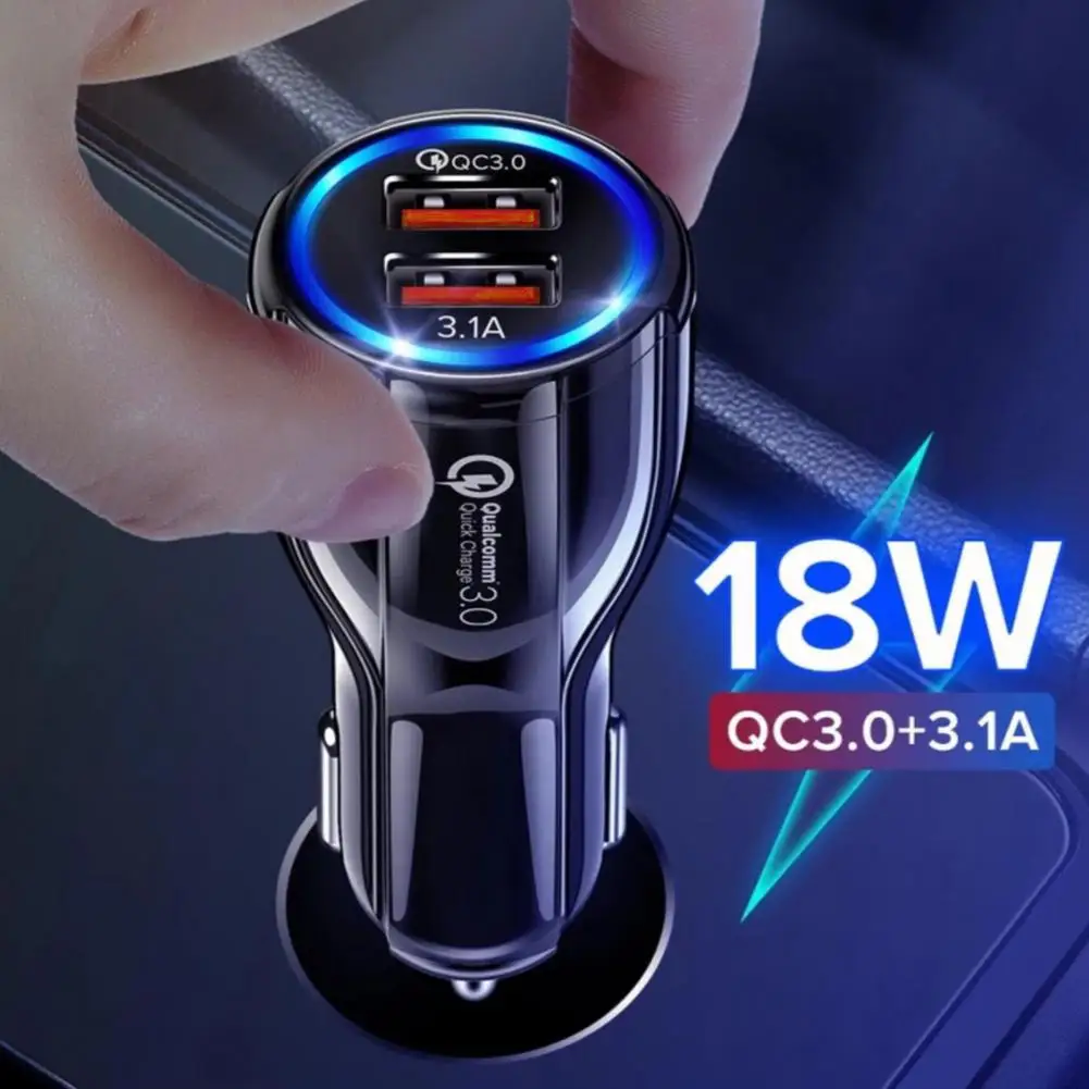 

USB Charger 12/24V Universal LED Indicator Dual Port Fast Charging QC3.0 Bowling Car Charger for Automobile