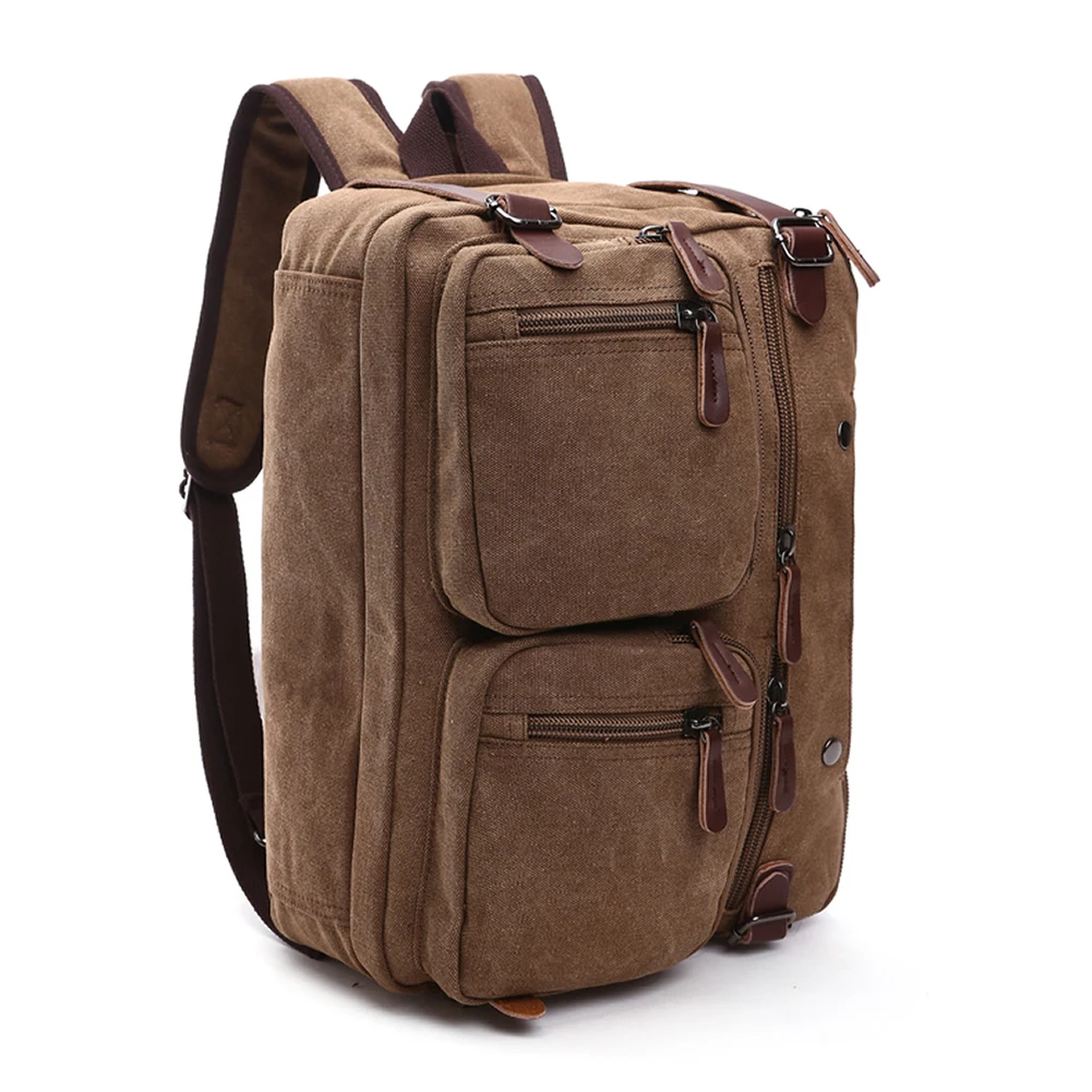 GNWXY New Casual Canvas Bags Business Briefcase Hand Crossbody Backpack Three Purpose Bag Size17 Inch Laptop Bag Big/Small Size