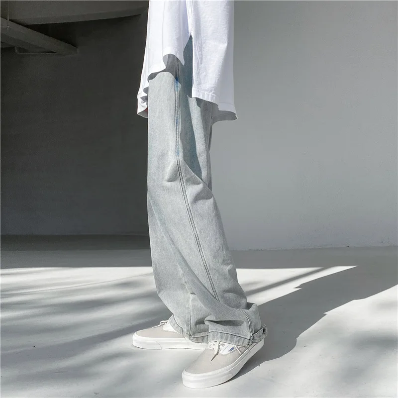 Jeans for Men and Women Vintage Jeans Embroidered Jeans for  Baggy Jeans Pocket Jeans Button Split Denim Pants Blue Jeans Casual