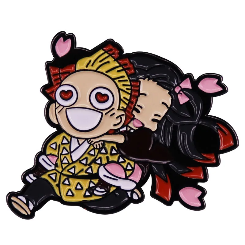 

Эмалированная булавка C3358 Kimetsu No Yaiba, металлические булавки для рюкзаков, броши в японском стиле, милые ювелирные аксессуары для лацканов