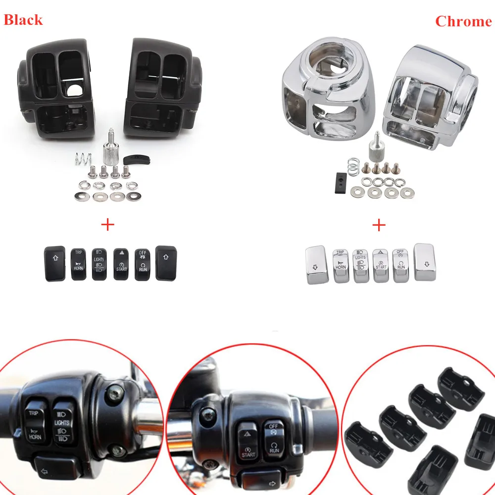 

Motorcycle Accessories Handlebar Control Switch Housings Switch Caps Kit For Harley Dyna Sportster Softail Sportster 1200 883