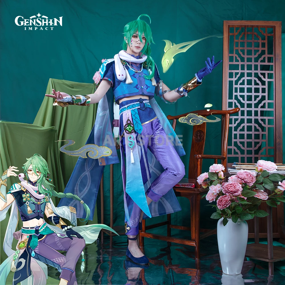 

Baizhu Cosplay Genshin Impact Costume Bai Zhu Wig Full Set Outfits Anime Game Bai Zhu Halloween Carnival Cosplay Costumes