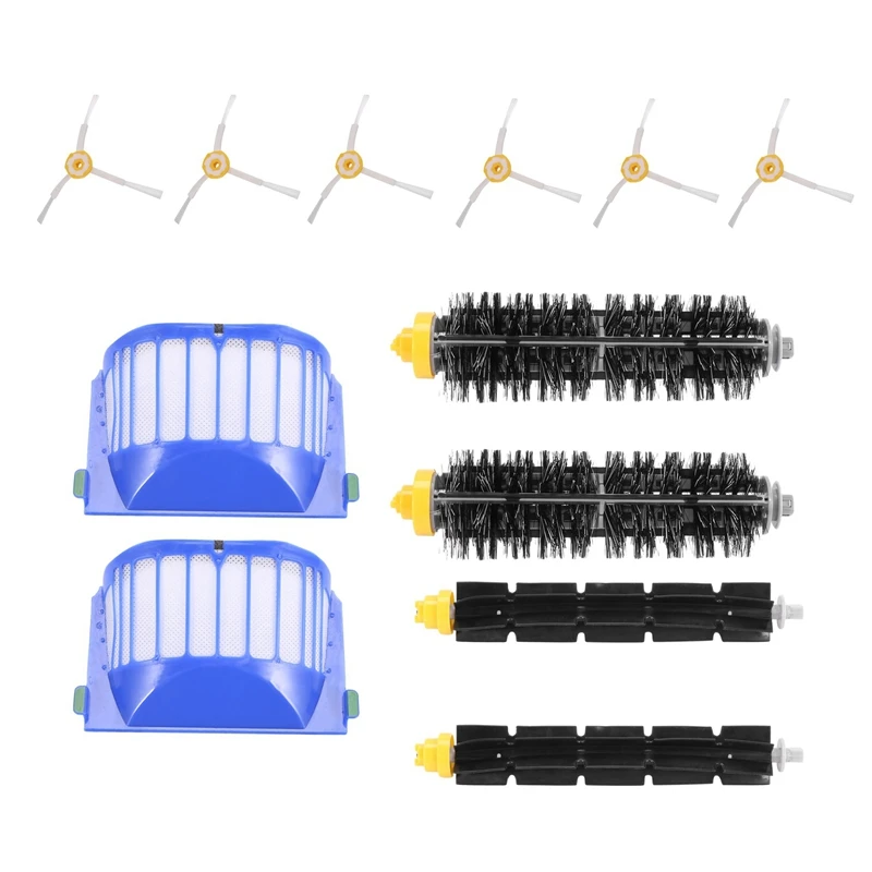 

2 синих фильтра аэровака + 2 набора главных щеток + 6 боковых щеток для Irobot Roomba 600 серий 620 630 650 660 заменяемые аксессуары